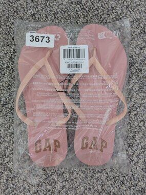 GAP* Women's Soft Pink Thong Brand Logo Flip Flops~ Size 8